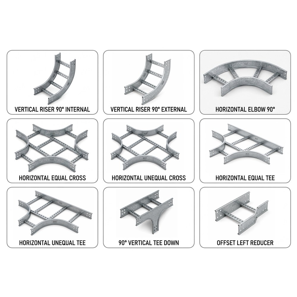 Cable Ladder Elbow / Riser / Reducer / Tee / Cross